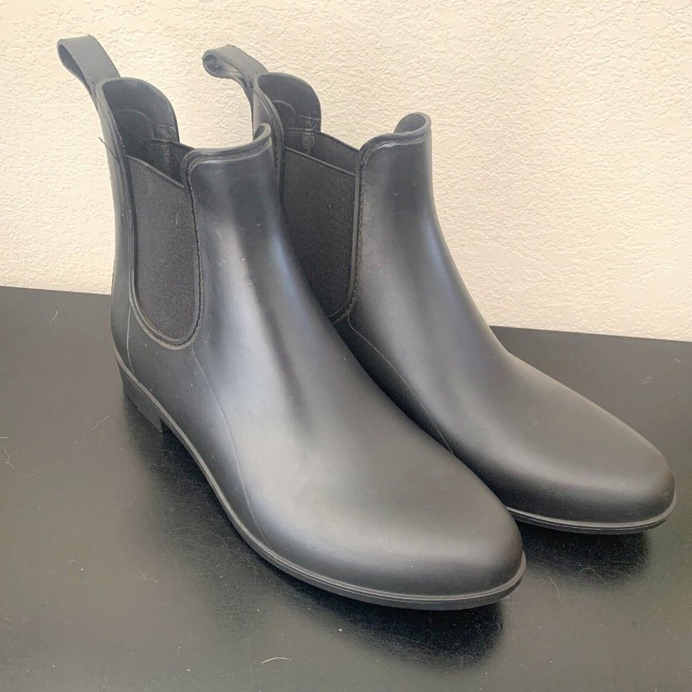 Merona Chelsea Booties size 9 Black Rubber Rain Boots Wellies Galoshes